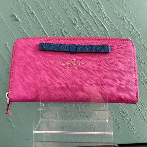 Kate Spade Pink Leather Wallet with Black Bow - Picture 1 of 6